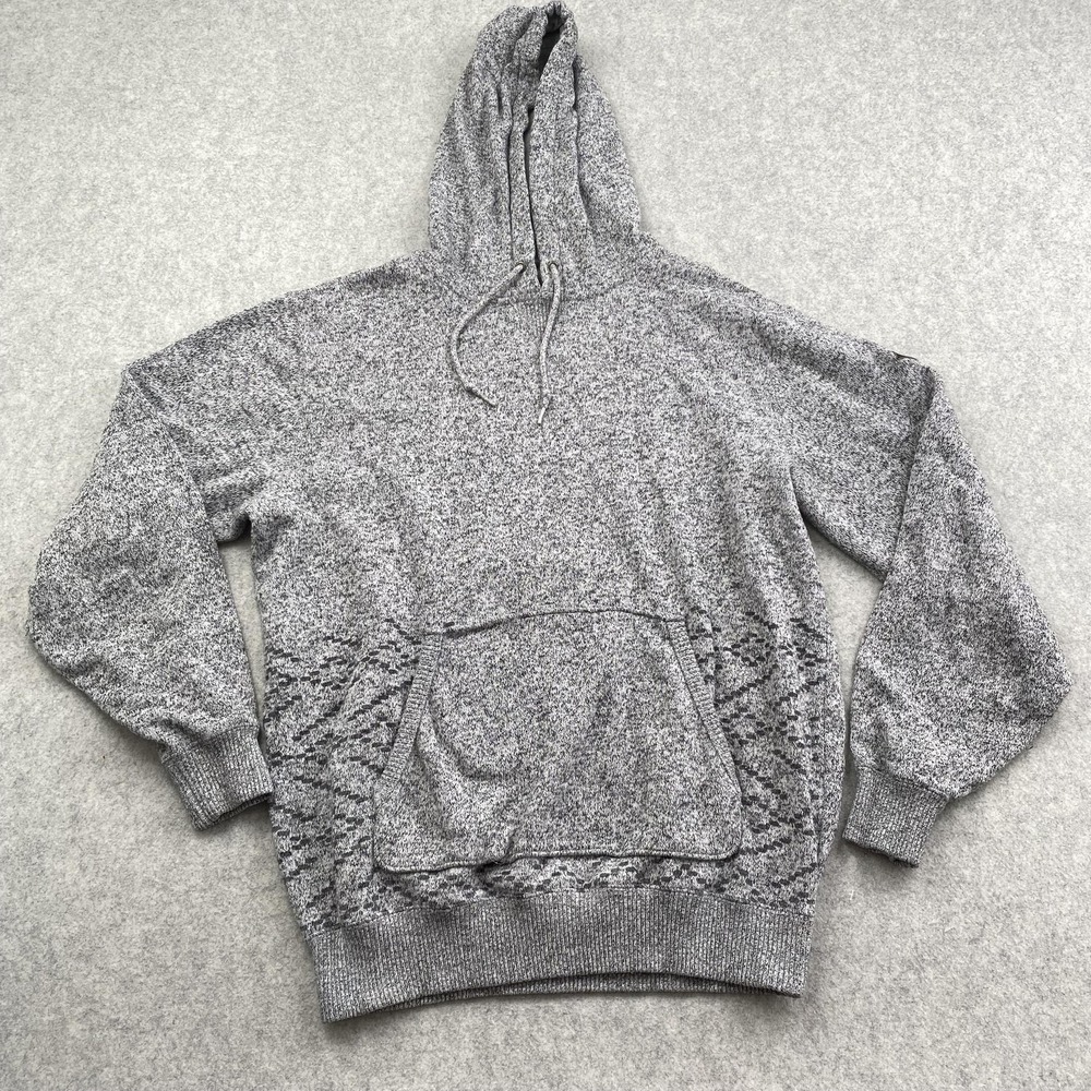 Vans Mens Medium Gray Pullover Knit Hoodie Aztec Pattern VN0A36KR99P *HOLE*